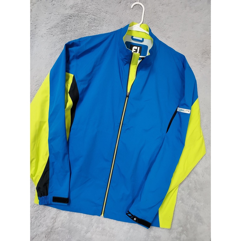 FootJoy Jacket Mens Large Hydrolite DryJoys Golf Rain Blue Yellow Waterproof
